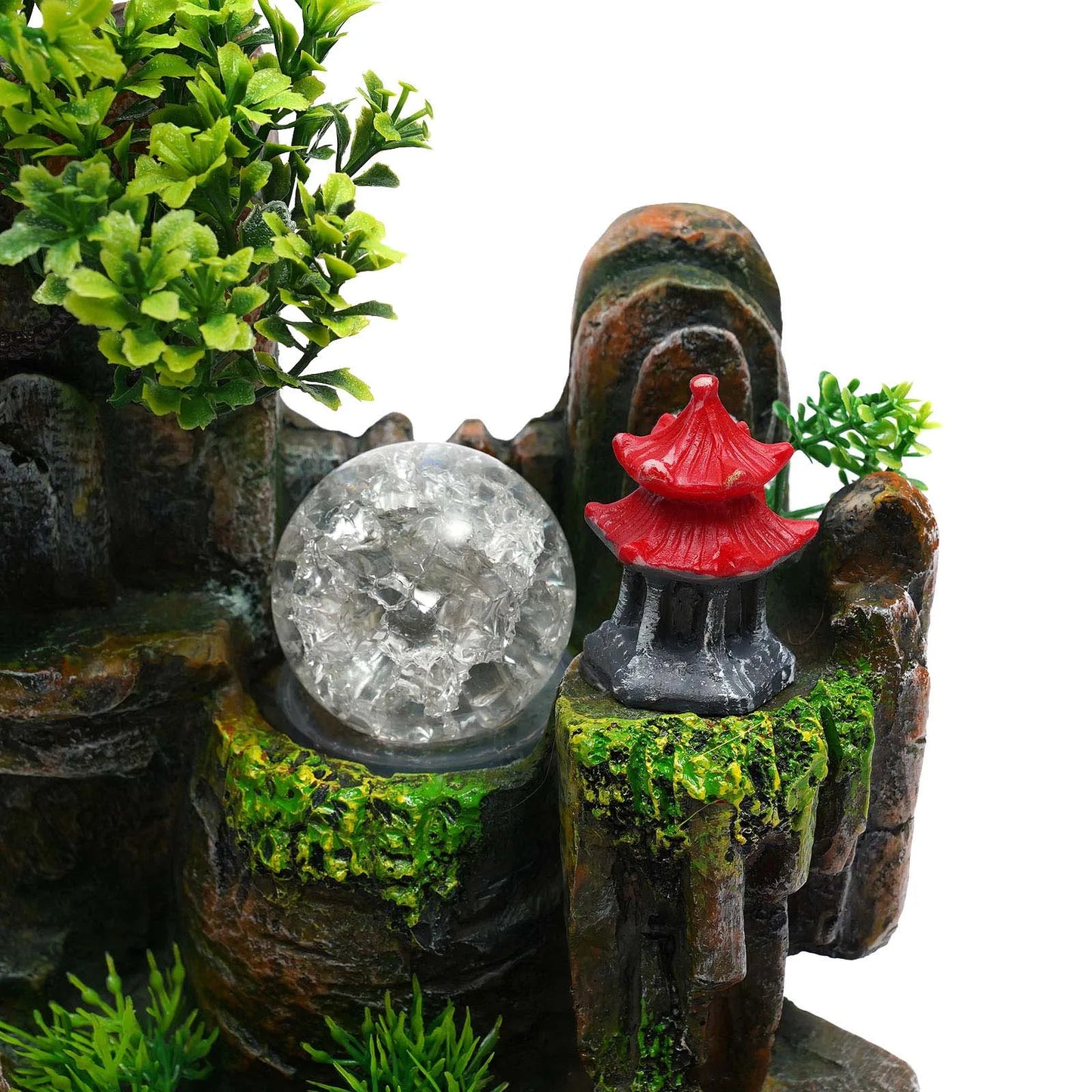 Lucky Feng Shui Money Tree Water Fountain,Circulating Fish Tank Waterfall with Resin Rockery,for Wealth Success & Home Decor Gif