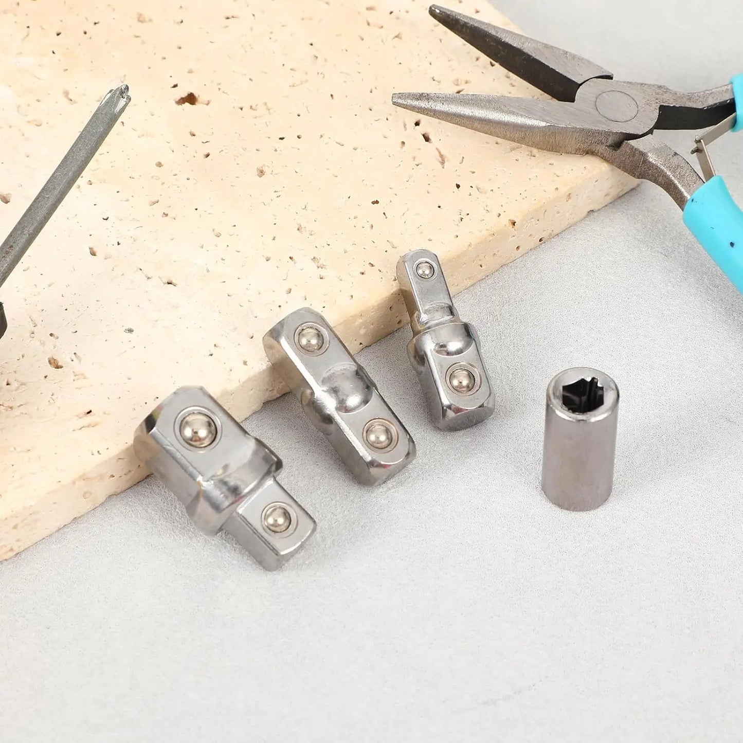 4PCS 1/2 1/4 3/8 Square Drive Adapters External Square Internal Hexagonal Connector Ratcheting Wrench Squares Head Sockets