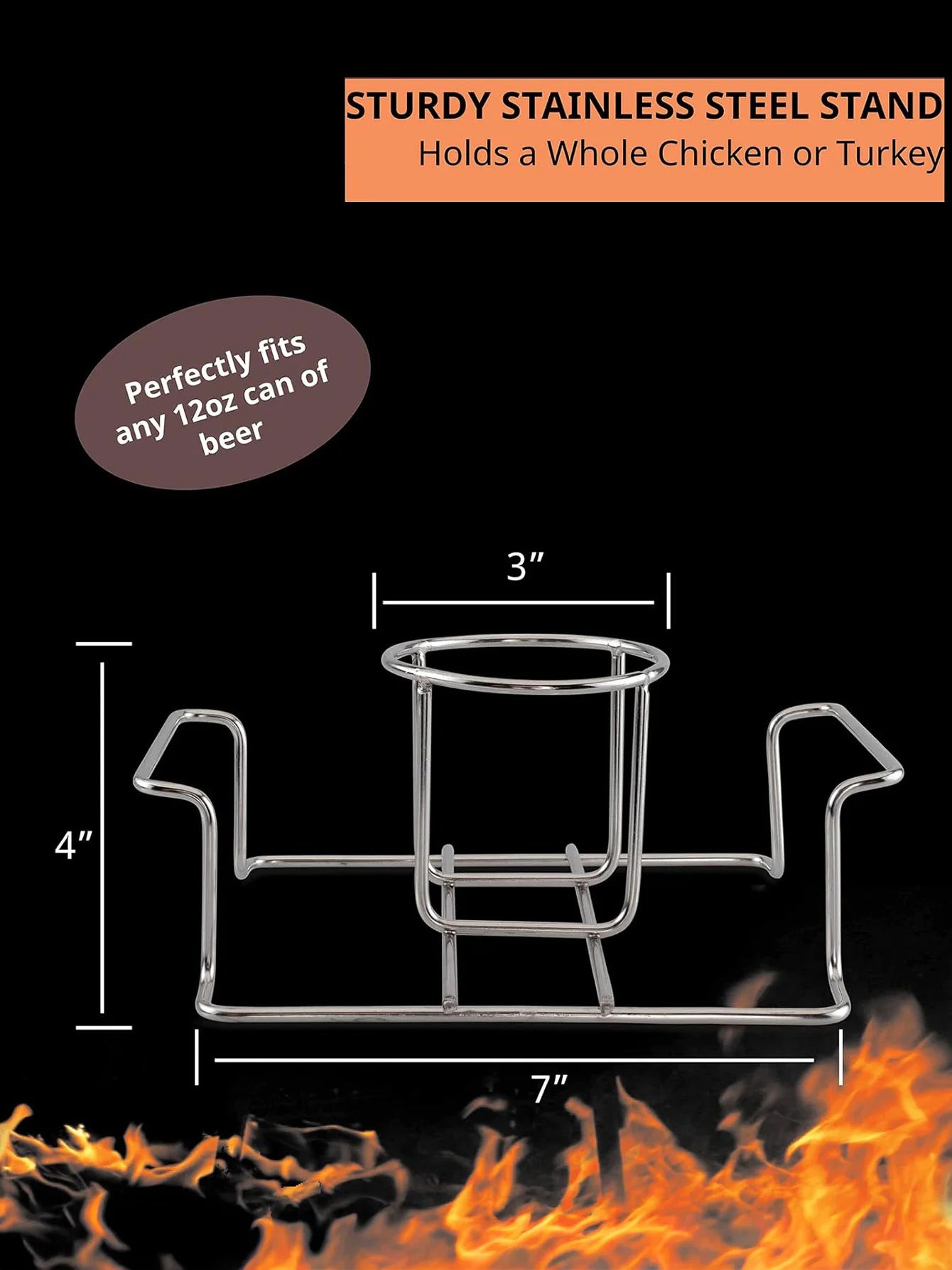 Beer Can Chicken Holder for Grill and Smoker, Premium Grade Stainless Steel Beer Chicken Stand with Handle