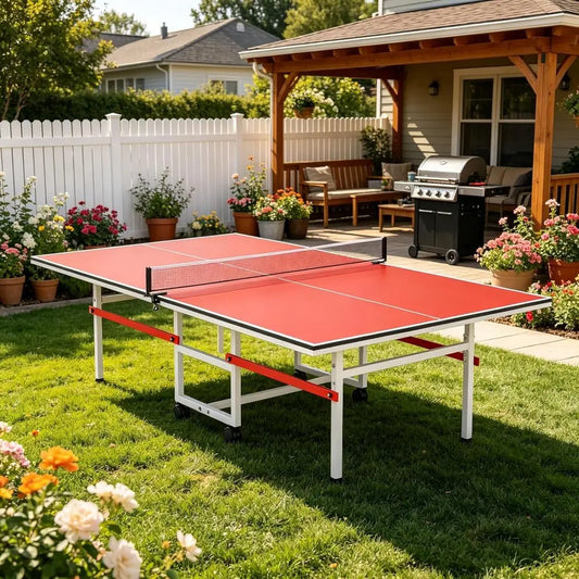 Durable 8-Foot Ping Pong Table with Net, Suitable for Indoor and Outdoor Use, Perfect for All Ages, Complete with Paddles and Ba