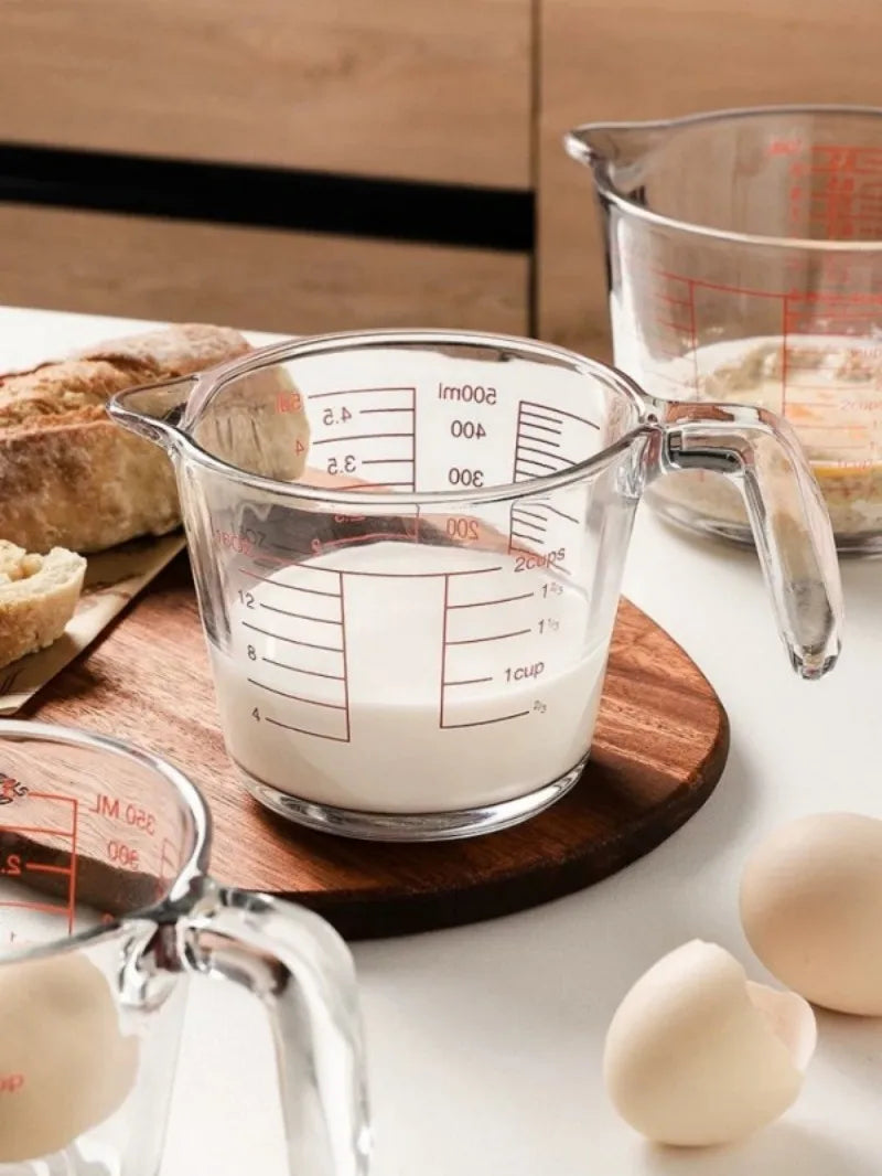 [500ml Microwave Heat-Resistant Cup] 500ml Heat-Resistant Glass Measuring Cup  Precise Scale, Ergonomic Handle, Microwave/Oven S