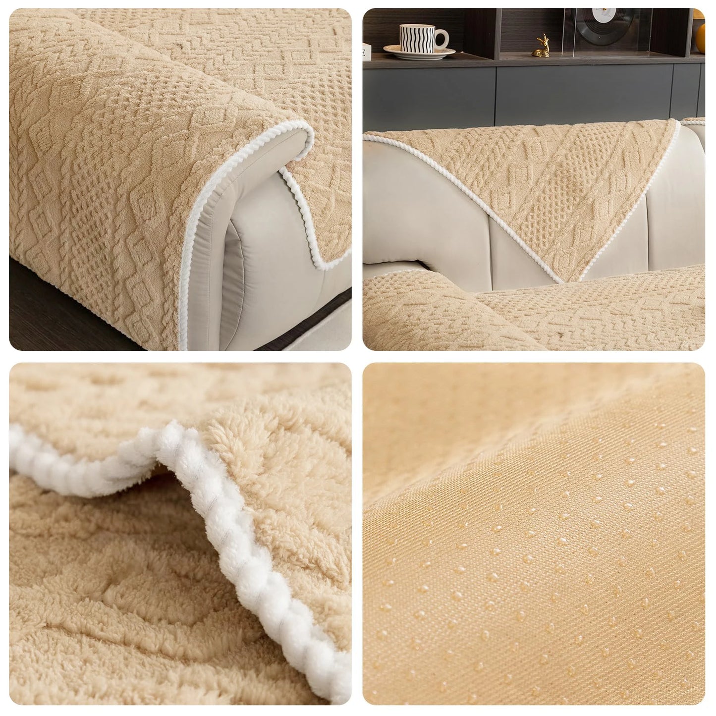1pc Plush Sofa Slipcover Pet Friendly Couch Covers With Non-Slip Protection for Bedroom Office Living Room Furniture Protector