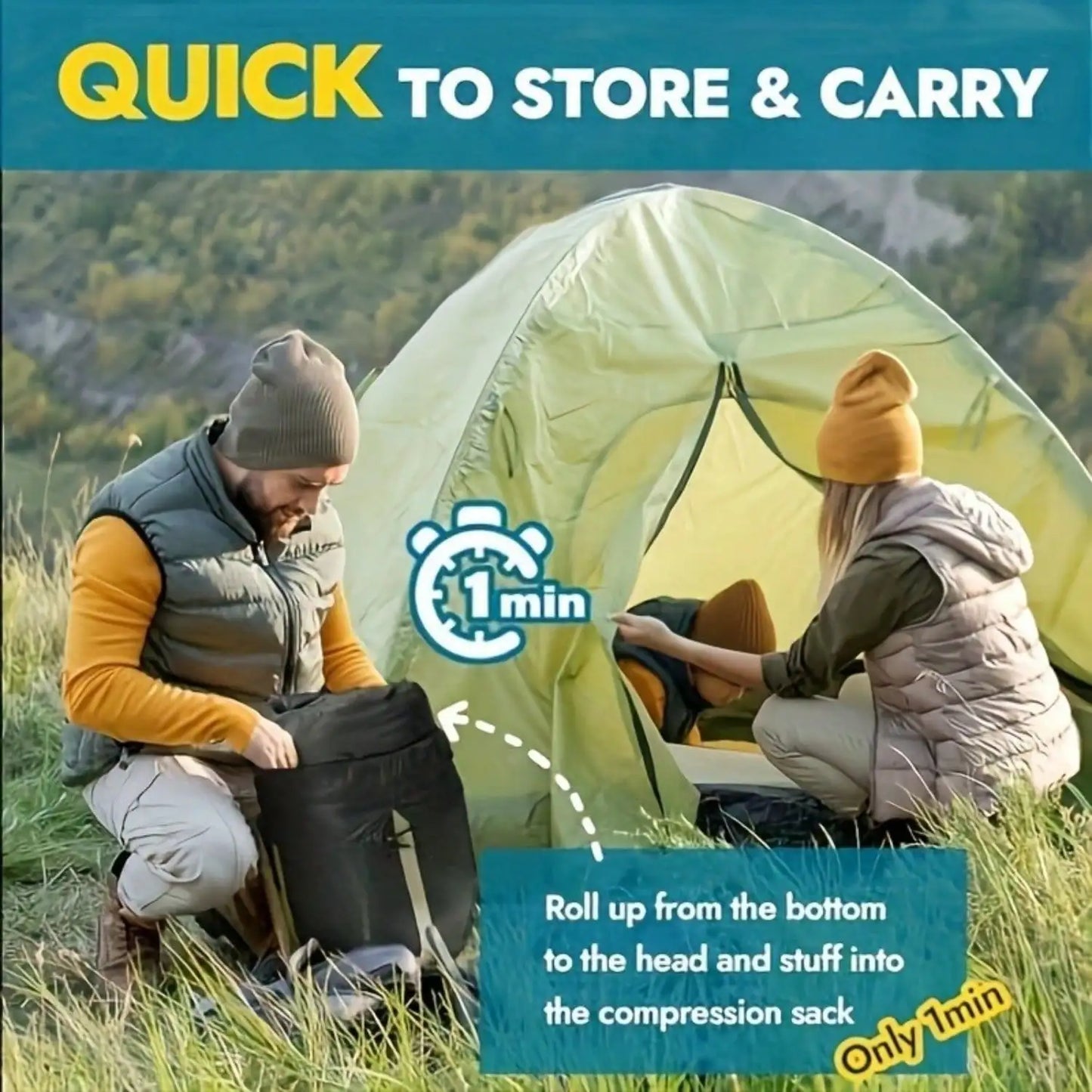 [Camping Sleeping Bag] Double Sleeping Bag For Adults With 2 Pillows 2 Person Sleeping Bags Camping XXL Queen Size Two Person Sleeping Bag For Cold Weather