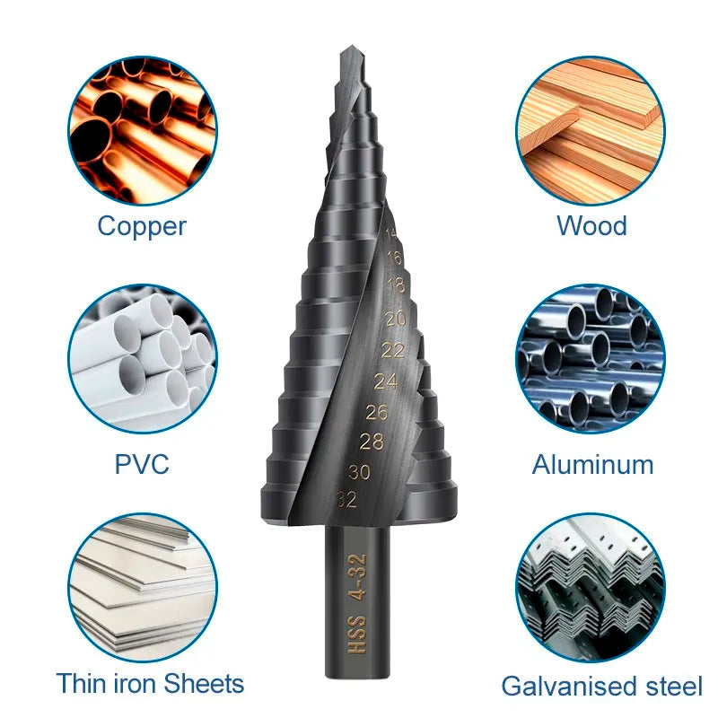 XCAN Step Drill Bit Metal Drill 4-12/20/32mm 6-30mm HSS Cobalt Step Cone Drill Bit Set Wood/Metal Hole Cutter Drilling Tool