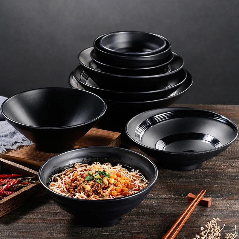 Frosted Melamine Ramen Bowl Imitation Porcelain Large Noodle High Temperature Resistance Bowl Salad Soup Bowl Fast FoodTableware