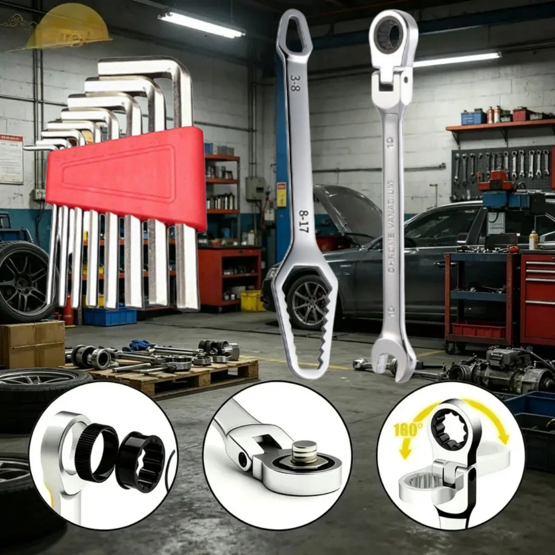 10PC Auto Repair Wrench Set, Hand Tools Suitable for Automobile Maintenance, Garage Workshop, Household DIY and Mechanical Repai