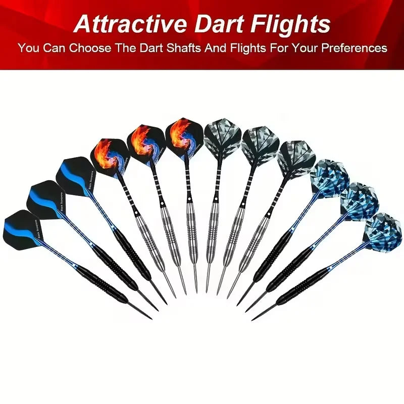 CZHIYAO Steel Darts Set, Professional Darts Tip,4 Style Poly Flights,Dart Sharpener,Rubber Rings,Flight Protector,with Gift Box