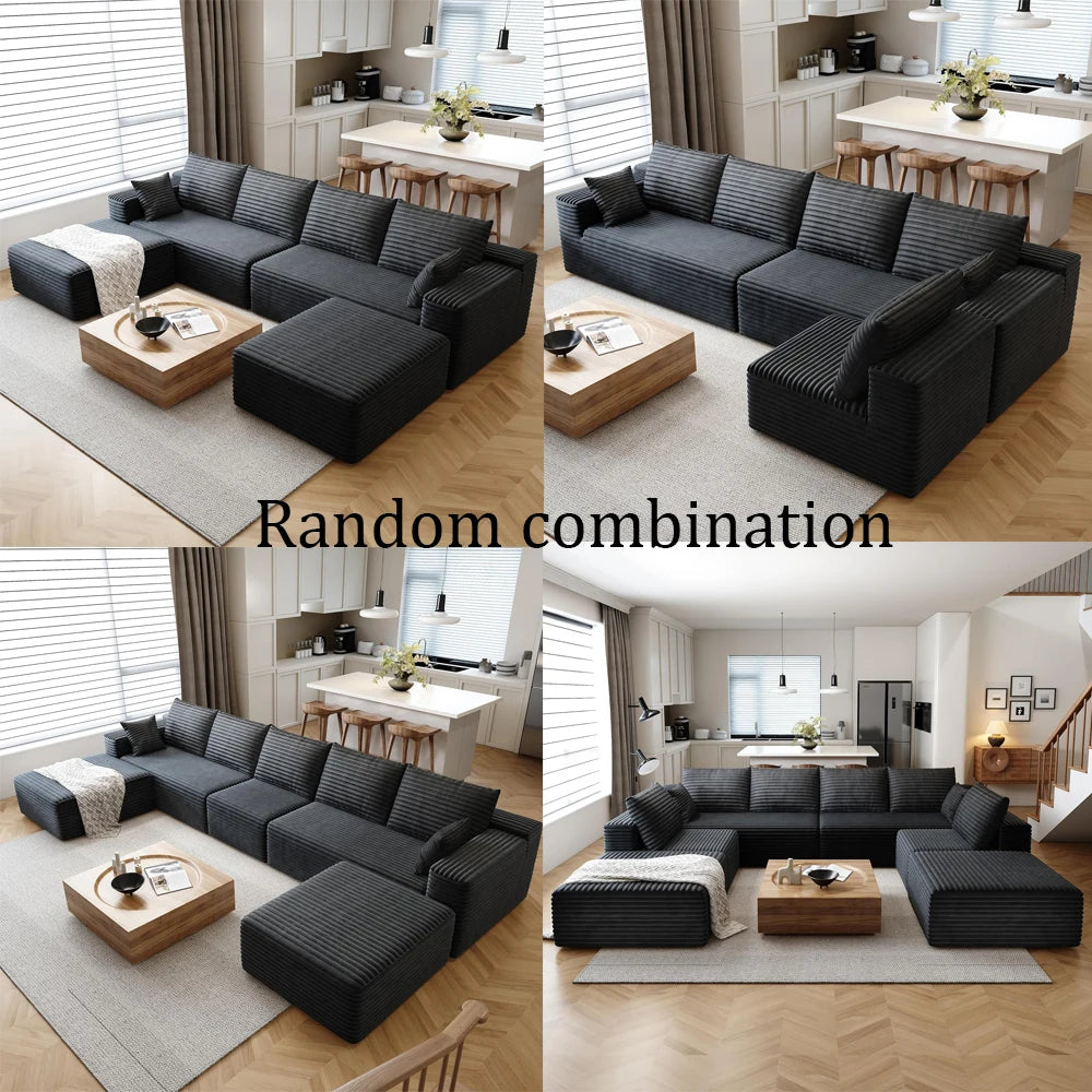 Cloud Style Modular Reclining Sectional Sofa With Fluffy Cushions
