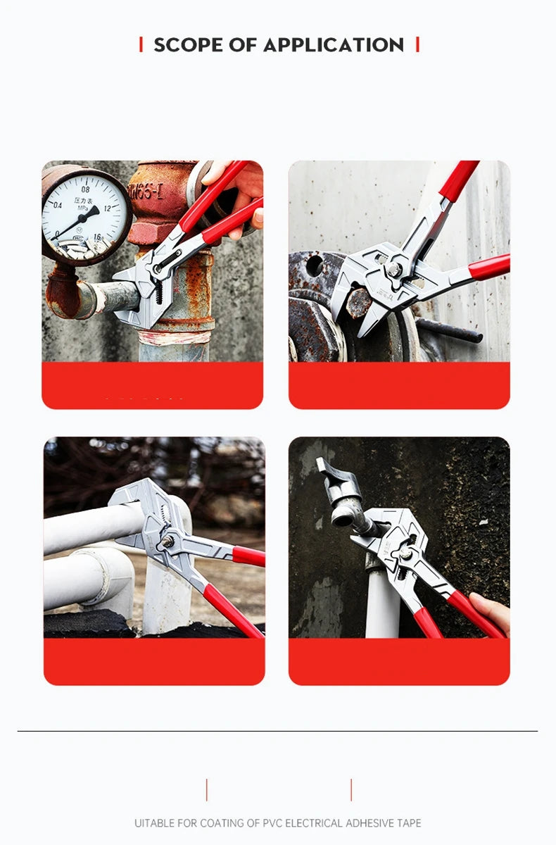 Adjustable Pipe Pliers Quick Adjust Water Pump Wrench Self Locking Plumbing Tool for Household DIY Faucet Manual Clamping