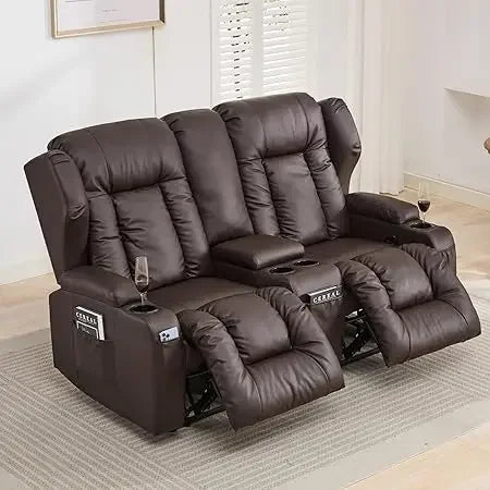 65.5" RV Loveseat Recliner Double Recliner RV Sofa Beige