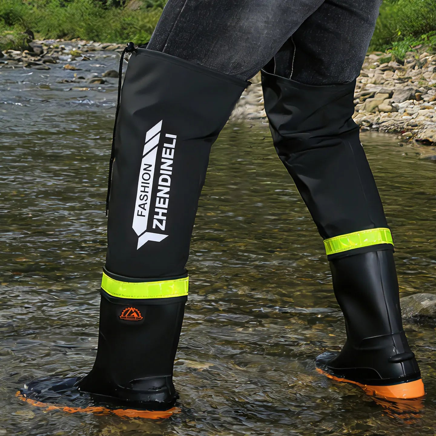 Foldable outdoor high-top rain boots men's lure waterproof anti-slip lure fishing wading boots rice transplanting stream tracing
