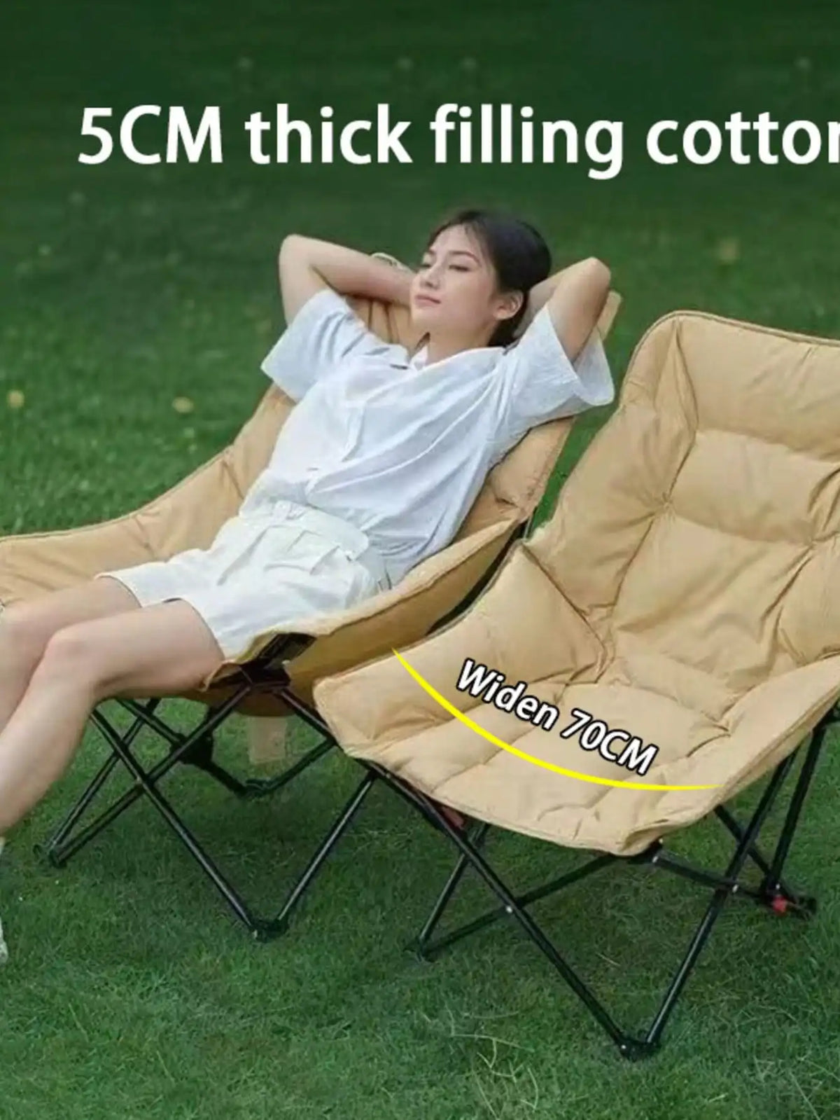 Outdoor Folding Chair, Camping Essential Chair, Folding Stool, Adjustable Angle, Padded, Extremely Comfortable, Garden Leisure Chair, Sand Difficult Chair,