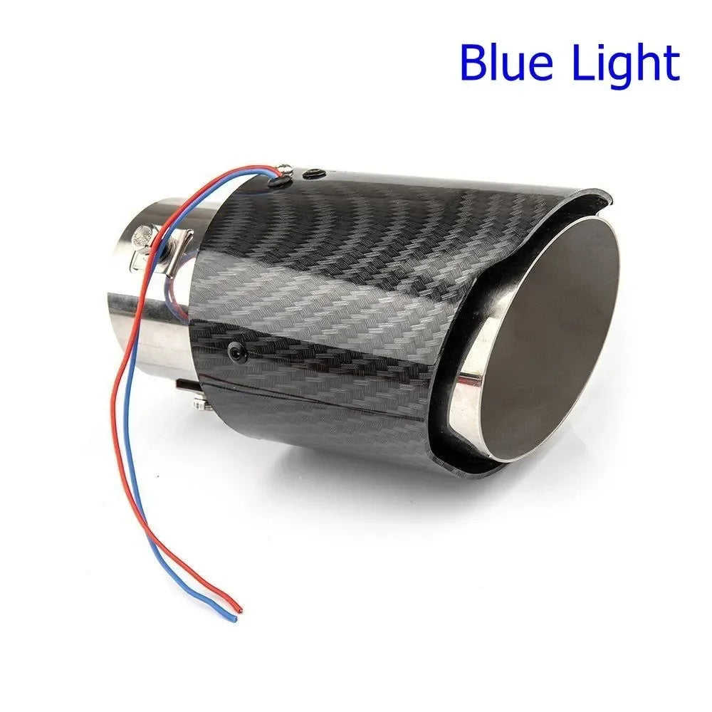 Exhaust Muffler Light Flaming Universal LED Tip Pipe Straight Car Modified Single Outlet Exhaust Pipe Tail Throat Red/Blue