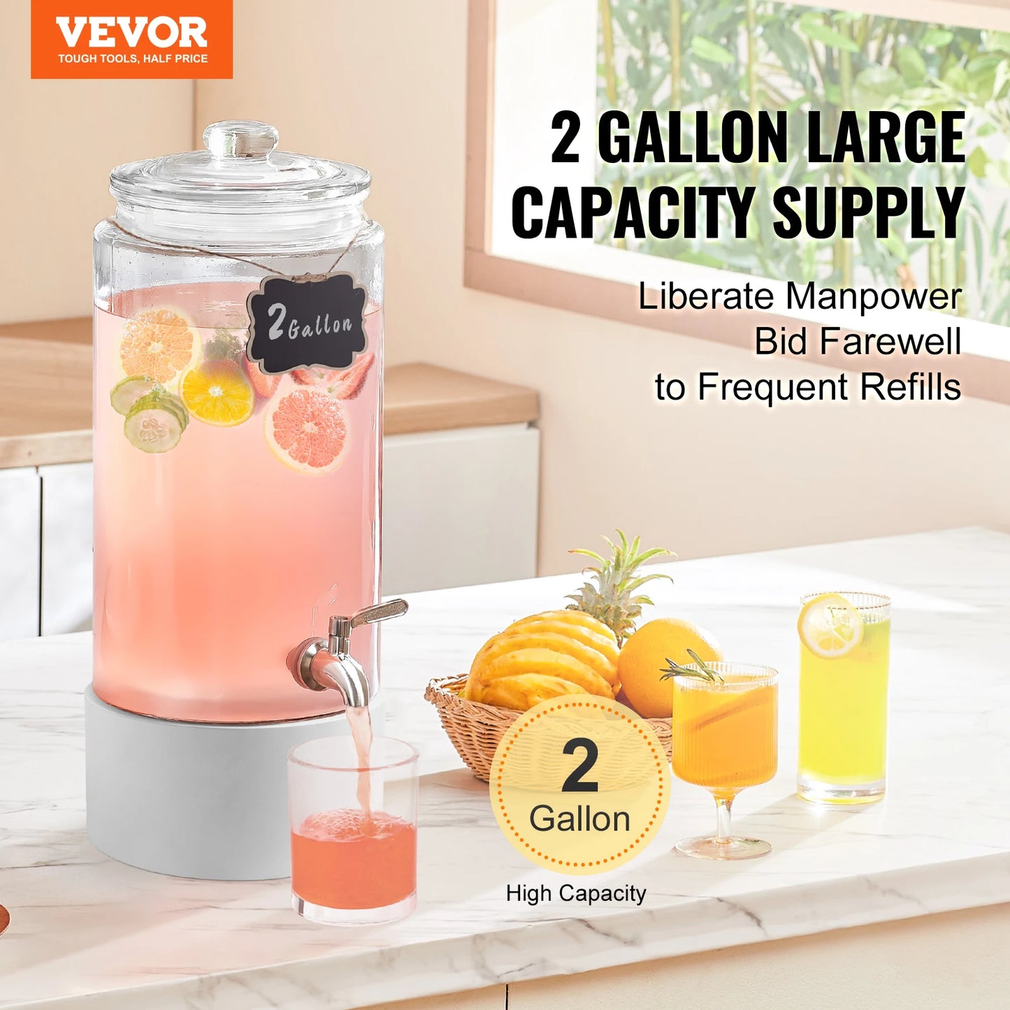 VEVOR Beverage Dispenser 2 Gallon with Stainless Steel Spigot