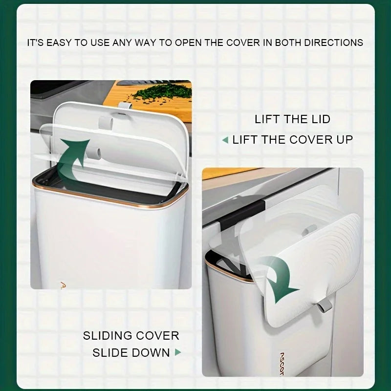 Hanging Trash Can Kitchen Cabinet Door Wall Mounted Garbage Bin Recycling Garbage Basket with Lid Bathroom Kitchen Accessories