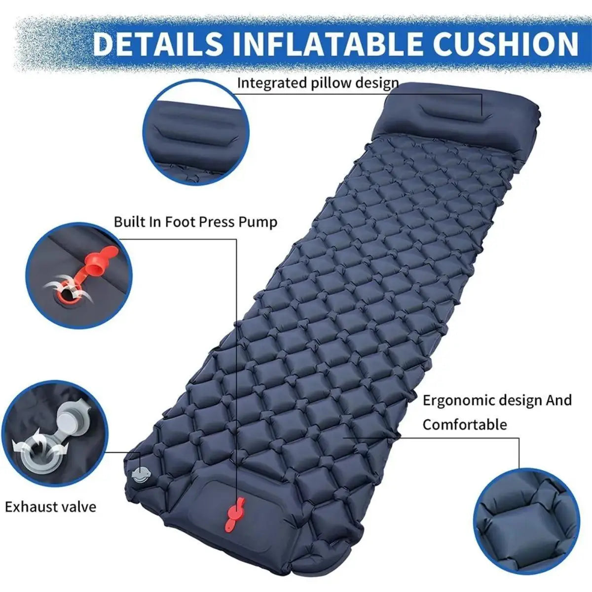 Outdoor camping sleeping mat, ultra-lightweight and portable, foldable inflatable mattress