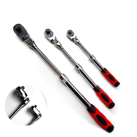 Durable Chrome Vanadium Steel Ratchet Wrench Set - 72 Teeth, Telescopic Handle, Quick Release - 1/2, 3/8, 1/4 Inch for Car, Moto