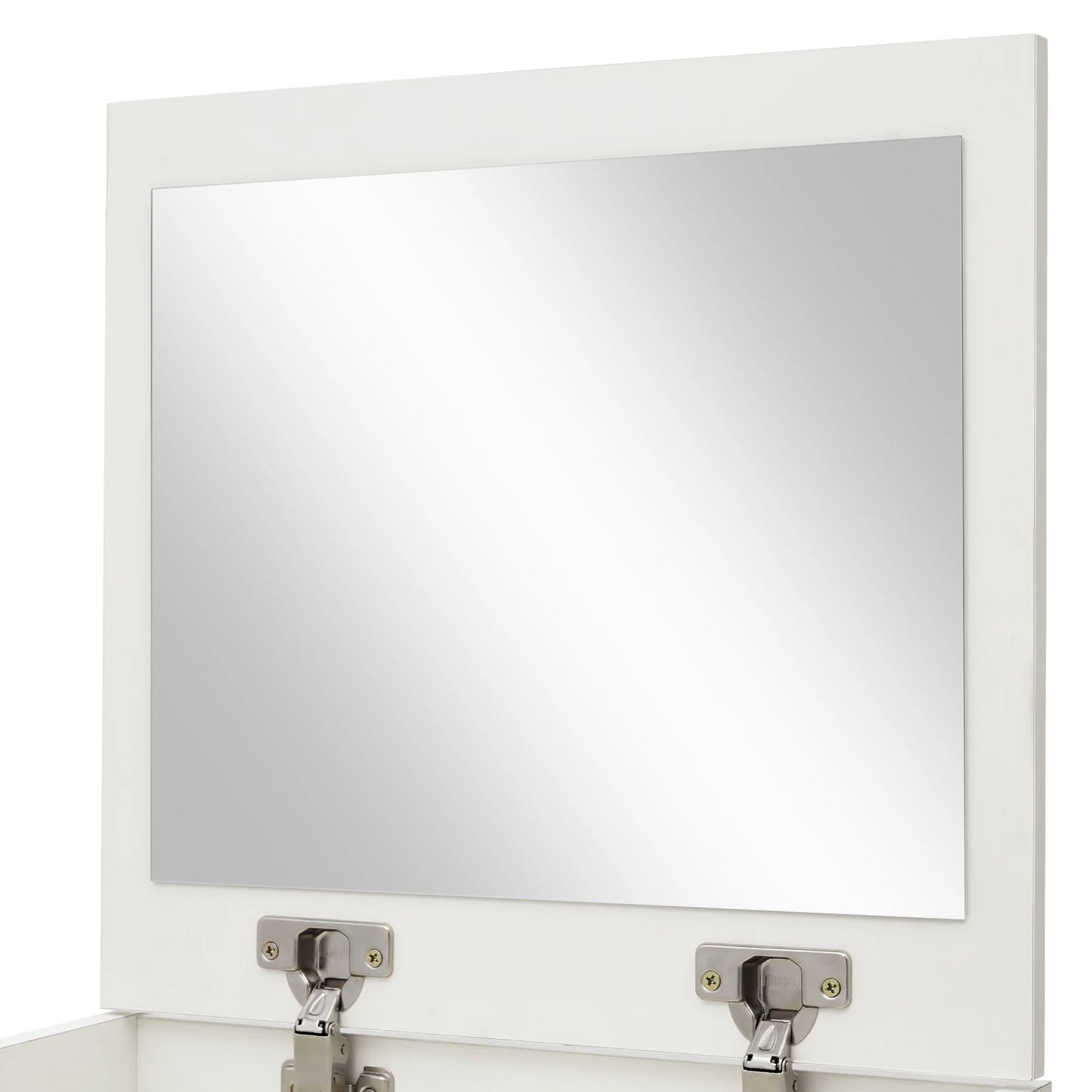 Vanity Dressing Table with Mirror and Stool 15.8" White Compact Storage Desk for Bedroom Dormitory Studio Apartment