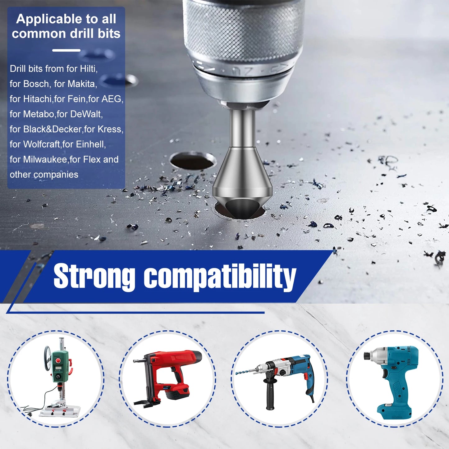 4pcs HSS Deburring Chamfering Cutter Countersink Drill Bits Titanium Coated Smooth Hole Metal 90 Degree Round Shank Hole Cutter