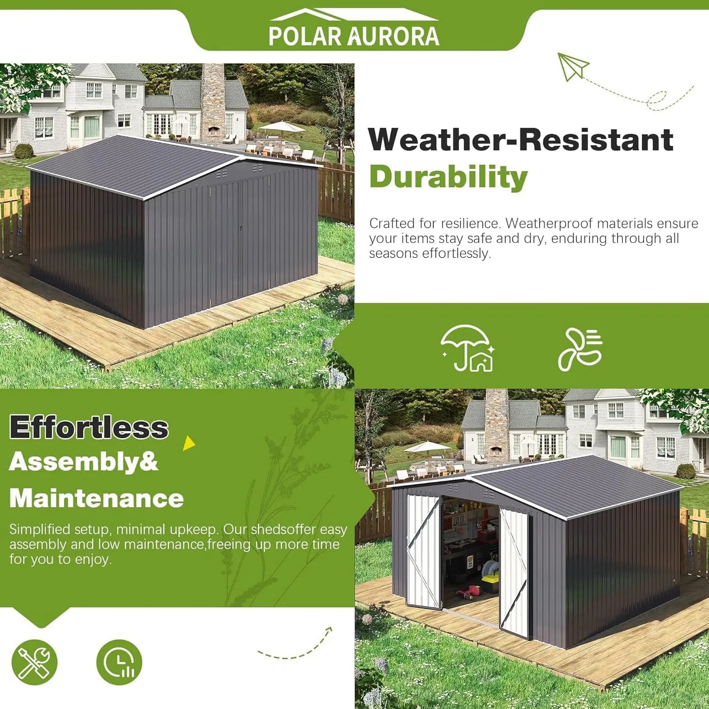 Outdoor Storage Shed Metal Garden Tool Shed Updated Frame Structure Backyard Patio Lawn 12x10 FT, Custom