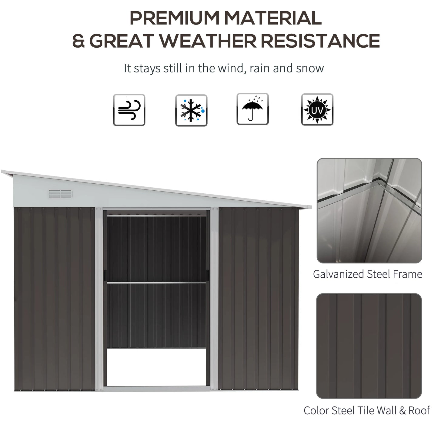 Outsunny Metal Outdoor Storage Shed With Lockable Doors