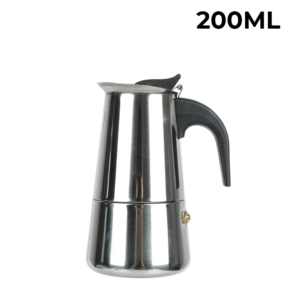 Retro Italian Moka Pot Coffee Maker Stainless Steel Portable