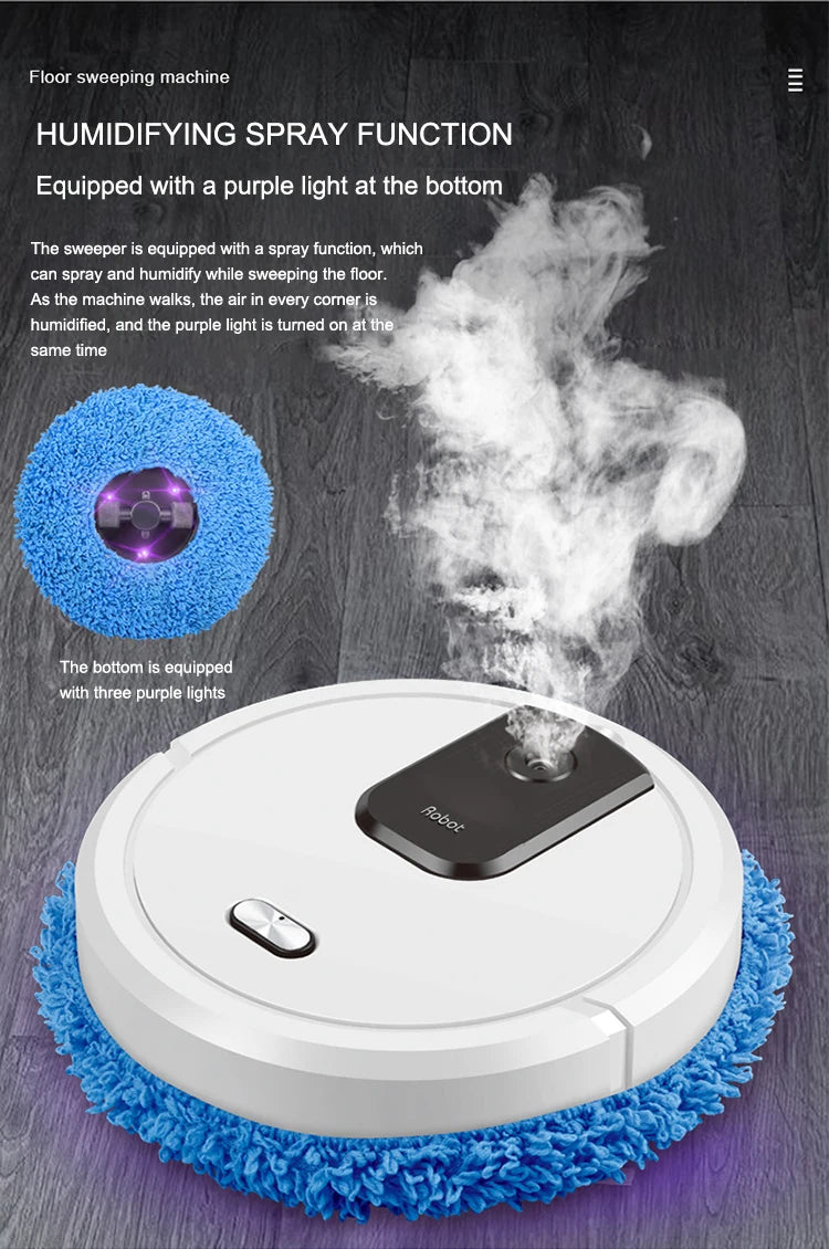 Smart Sweeping and Mop Robot Vacuum Cleaner Dry and Wet Mopping Rechargeable Robot Home Appliance with Humidifying Spray