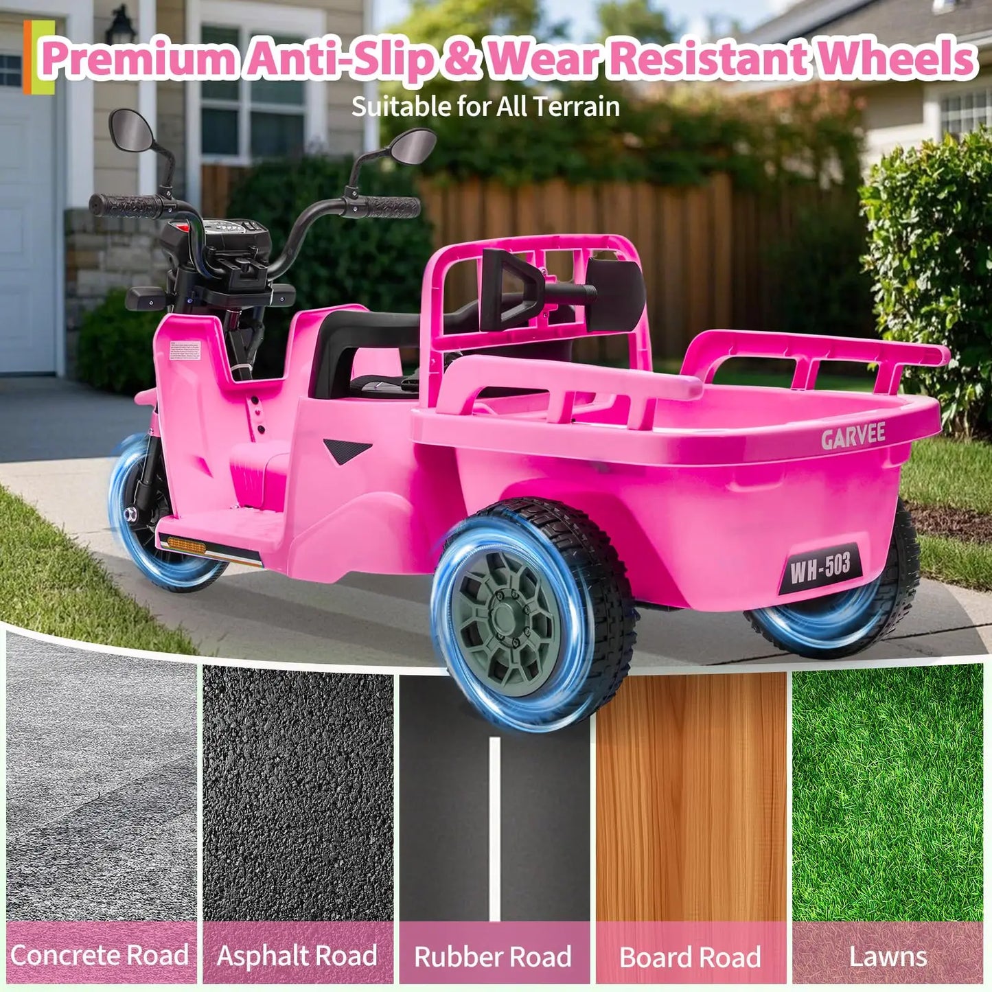 Kids Electric Tricycle Ride On Motorcycle With Bluetooth Music