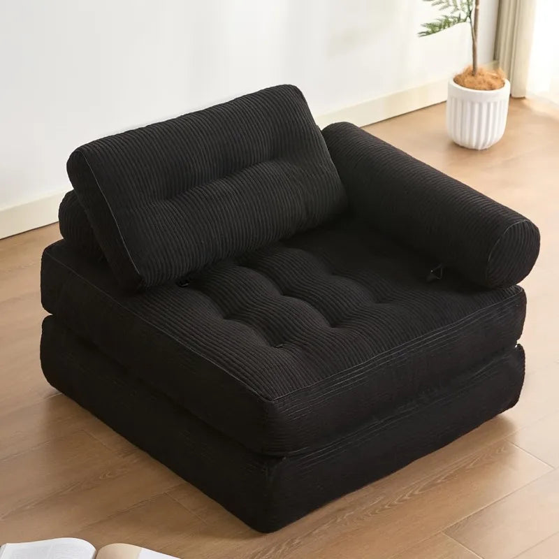 Plus Futon Sofa Bed for Small Spaces, Floor Couch with Armrest, Folding Sofa Couch, Convertible Sleeper Chair Bed with Pillow