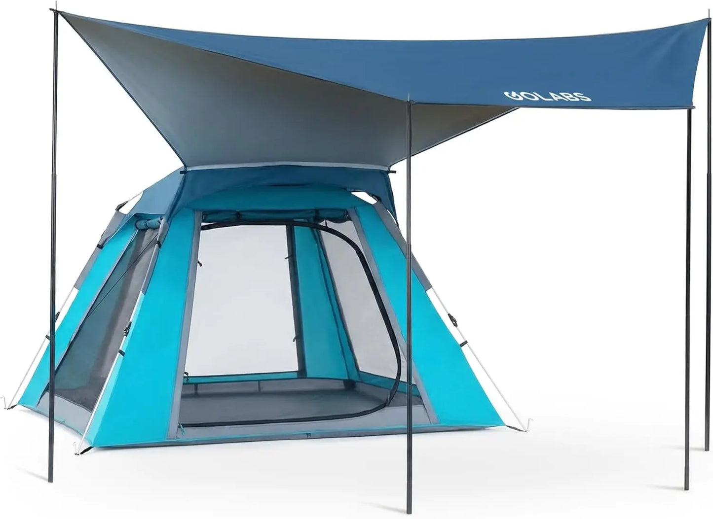 Pop Up Camping Tent for 2/3/4 Person, 1-Min Setup by Pre-Attached Pole, 4 Side Mesh& Door for View/Airflow, CT2 Instant Canopy Tent with PU1500mm Waterproof, for Outdoor/Camping/Music Festivals