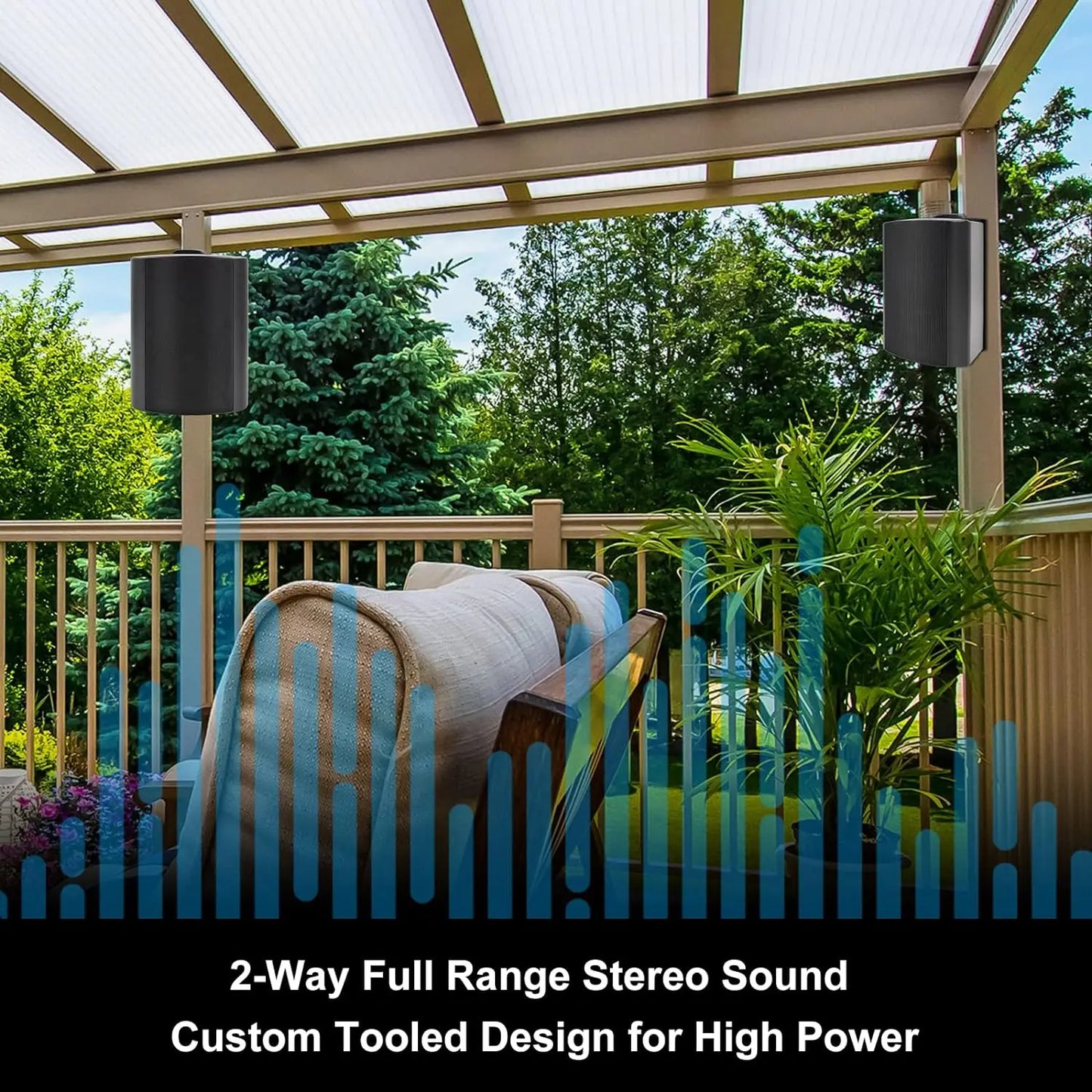 Herdio Outdoor Waterproof Speakers With Tweeter 400W 2 Pairs