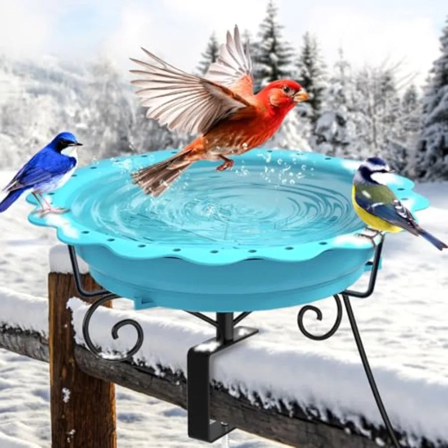 Heated Bird Bath for Deck Railing Powerful 100W Thermostatically Controlled Heated Bird Baths for Outdoors for Winter Heated Bi