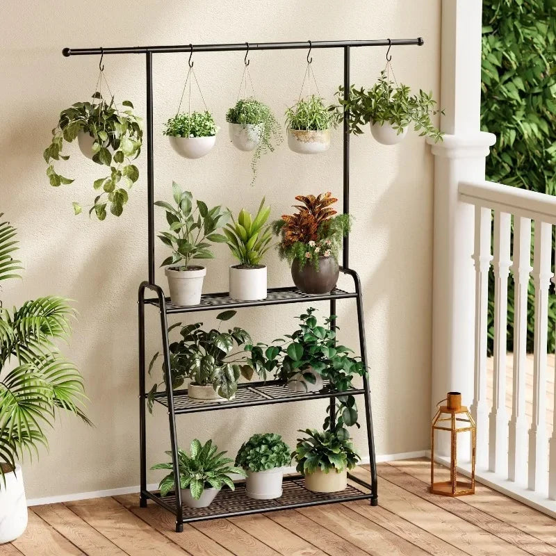 3-Tier Metal Plant Stand for Indoor and Outdoor Use