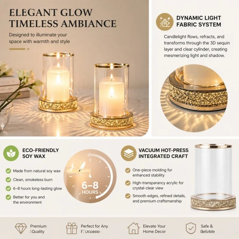 Contemporary Sparkling Hurricane Candle Holder For Weddings