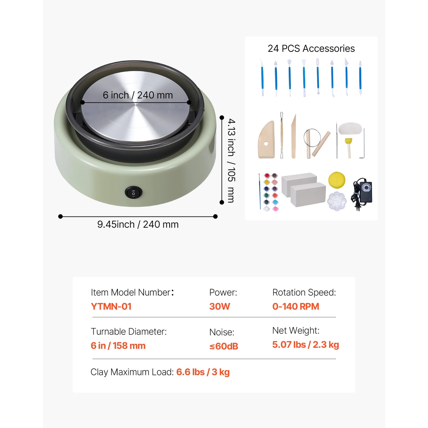 Electric Pottery Wheel for Beginners with Adjustable Speed