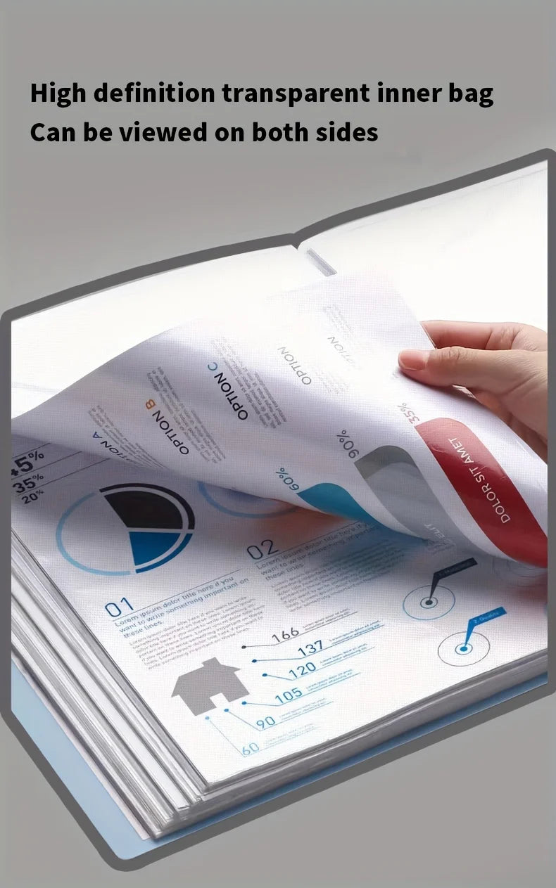 Back-to-School 60-Pocket A4 Folder Durable PP Material Ideal for Organizing Papers Home School Office Storage Waterproof Booklet
