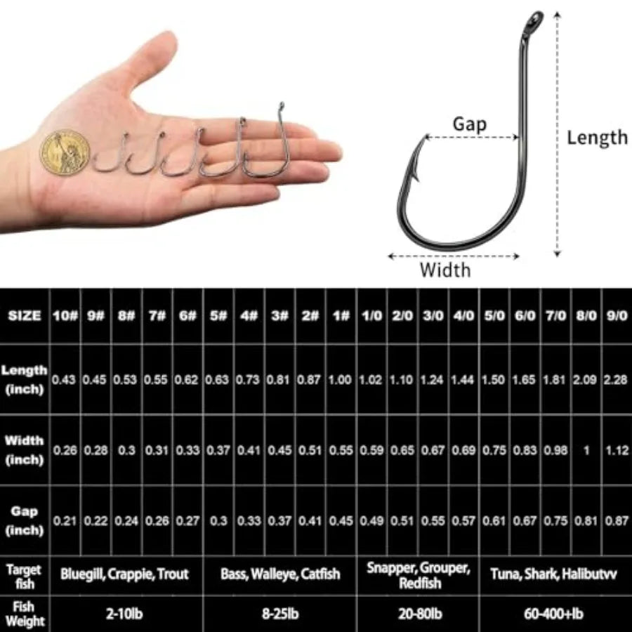 50/100/120/210 Pack Octopus Fishing Hooks - Offset Beak Circle Hooks for Fish Hooks Saltwater and Freshwater, Live Bait Fish Ho