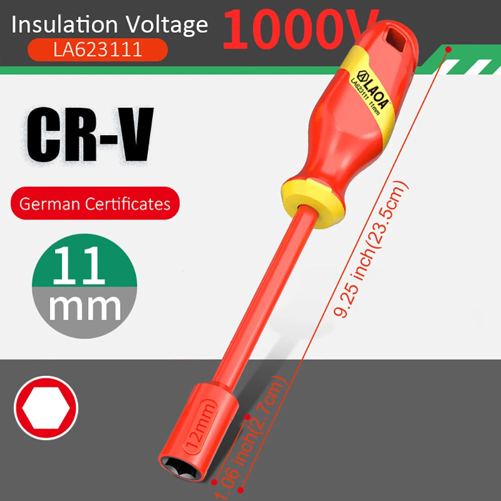 LAOA Insulated Socket Screwdriver Multifunctional Hexagonal Socket Wrench Driver Electrician Specific Withstand 1000V
