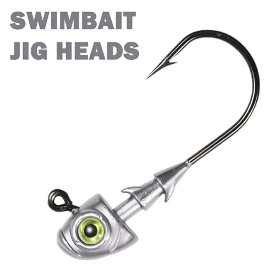 Swimbait Jig Heads Fishing Jigs Swim Bait Jighead with Two Bait Keepers and 3D Eyes 1/8 3/16 1/4 3/8 1/2oz Jigheads Freshwater
