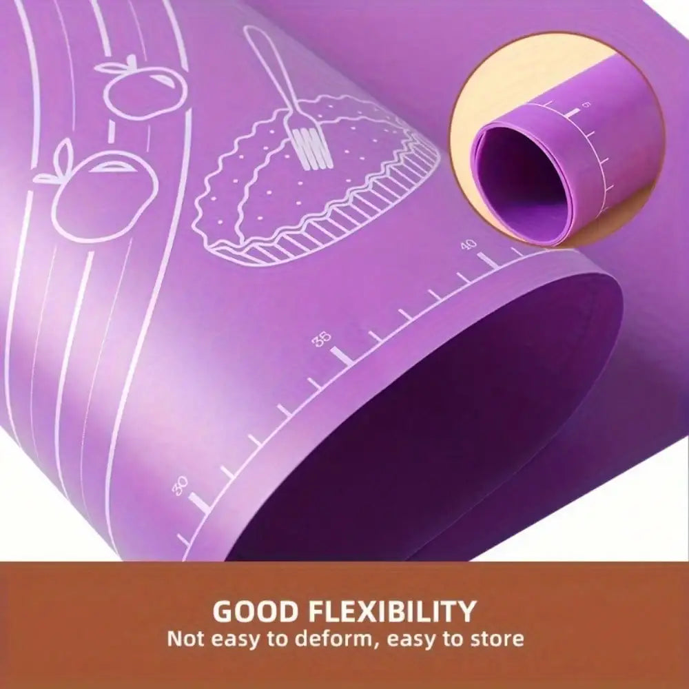 Food GradePlasticRolling Mat With Measuring Tool Non Slip Kneading Mat, Easy To Clean Non Stick Baking Mat ReusableBakingUtensil