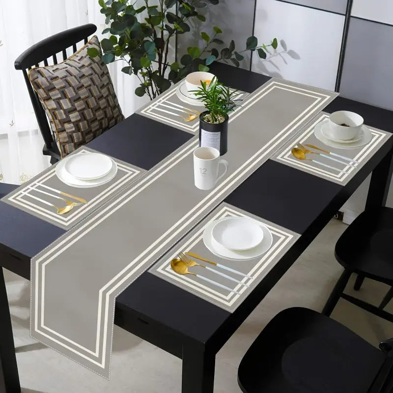 Light Luxury Geometric Table Runner Placemats Set Waterproof