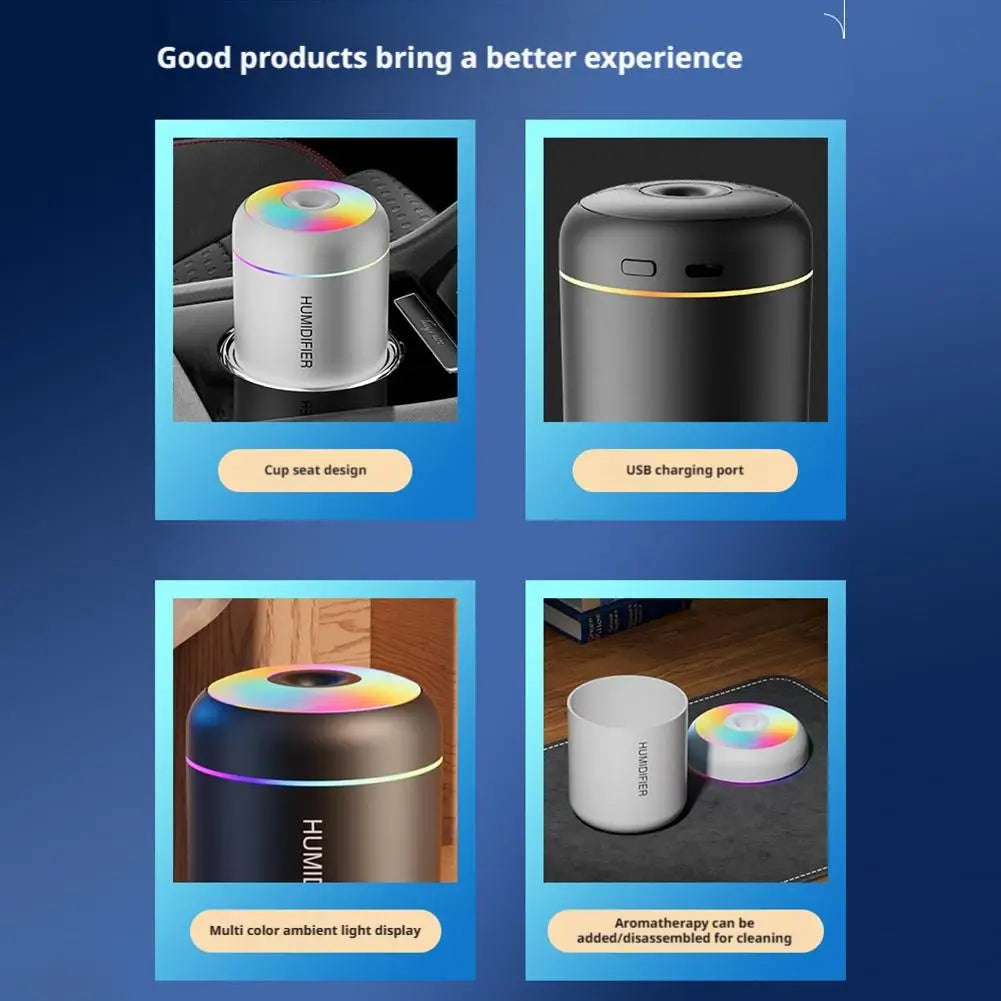 Mini Humidifier Humidification 7-color Breathing Ambient Light Aroma Diffuser Essential Oil Purifier Mist For Car Home Bedroom