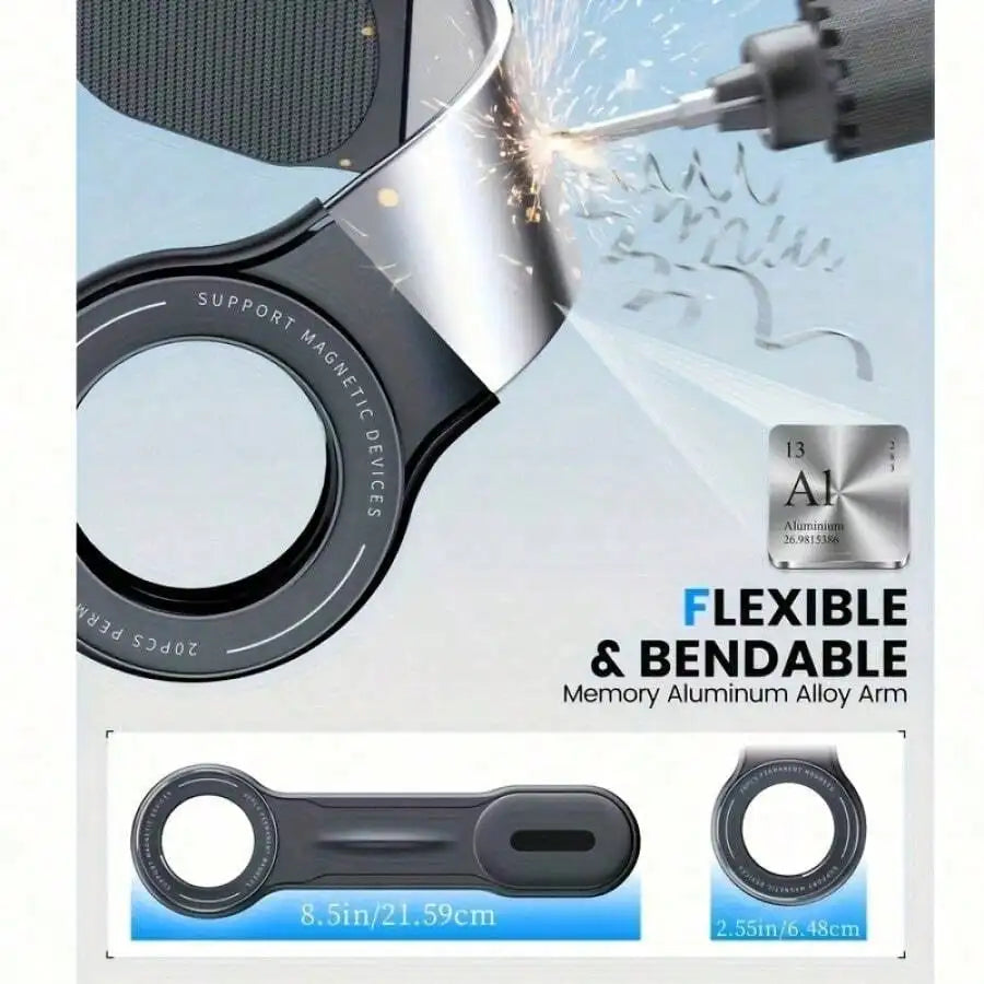 1 Fleximounts Magnetic Silicone Aluminum Alloy Car Phone Holder Removable And Bendable Arm Dashboard Bracket Compatible
