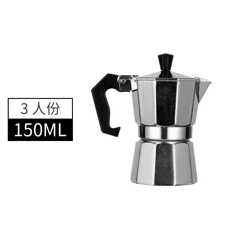 Retro Italian Moka Pot Coffee Maker Stainless Steel Portable