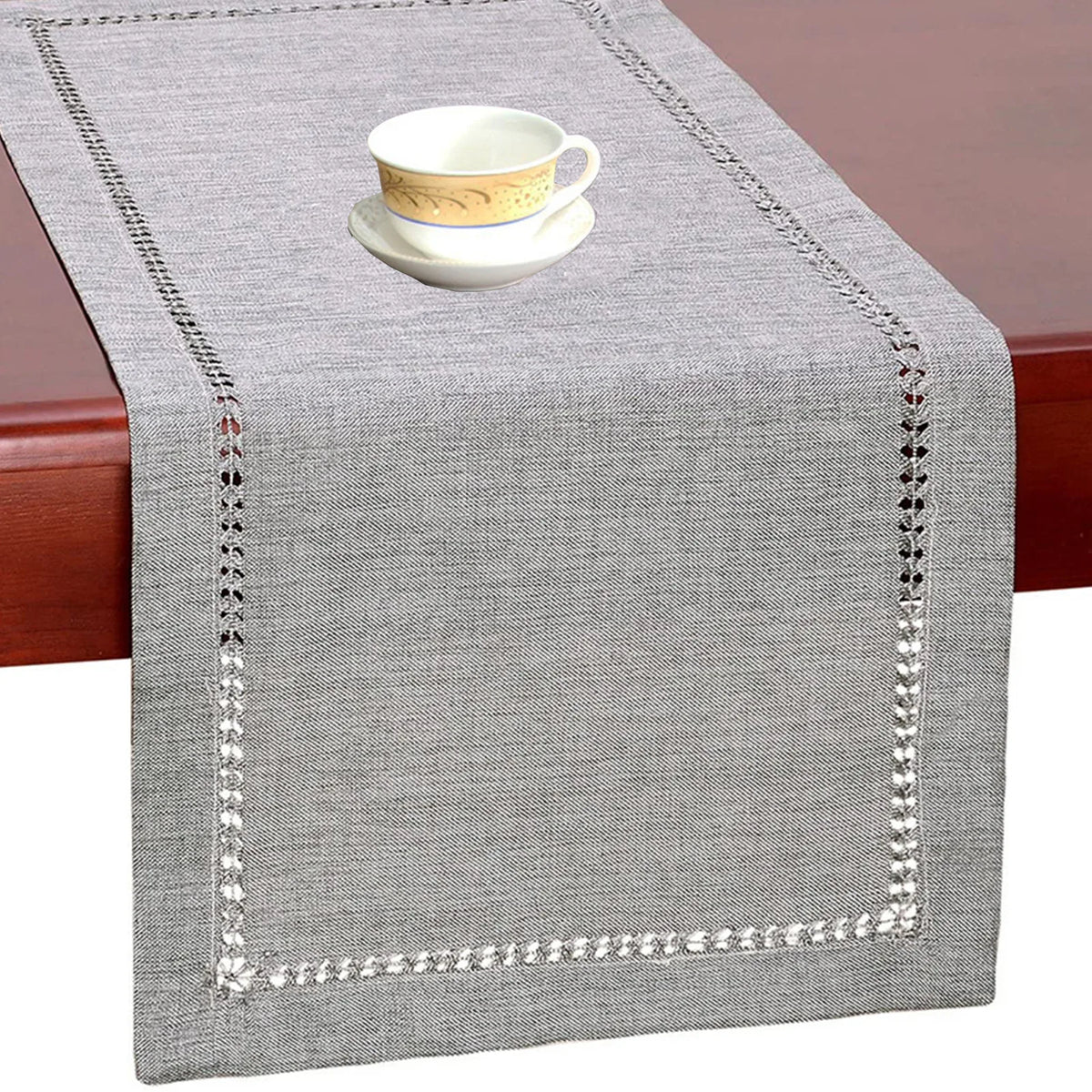 32CMX183CM Cotton Linen Hollow Table Runner,Rustic Farmhouse Kitchen Dining Table Decoration For Home Picnics Wedding Party