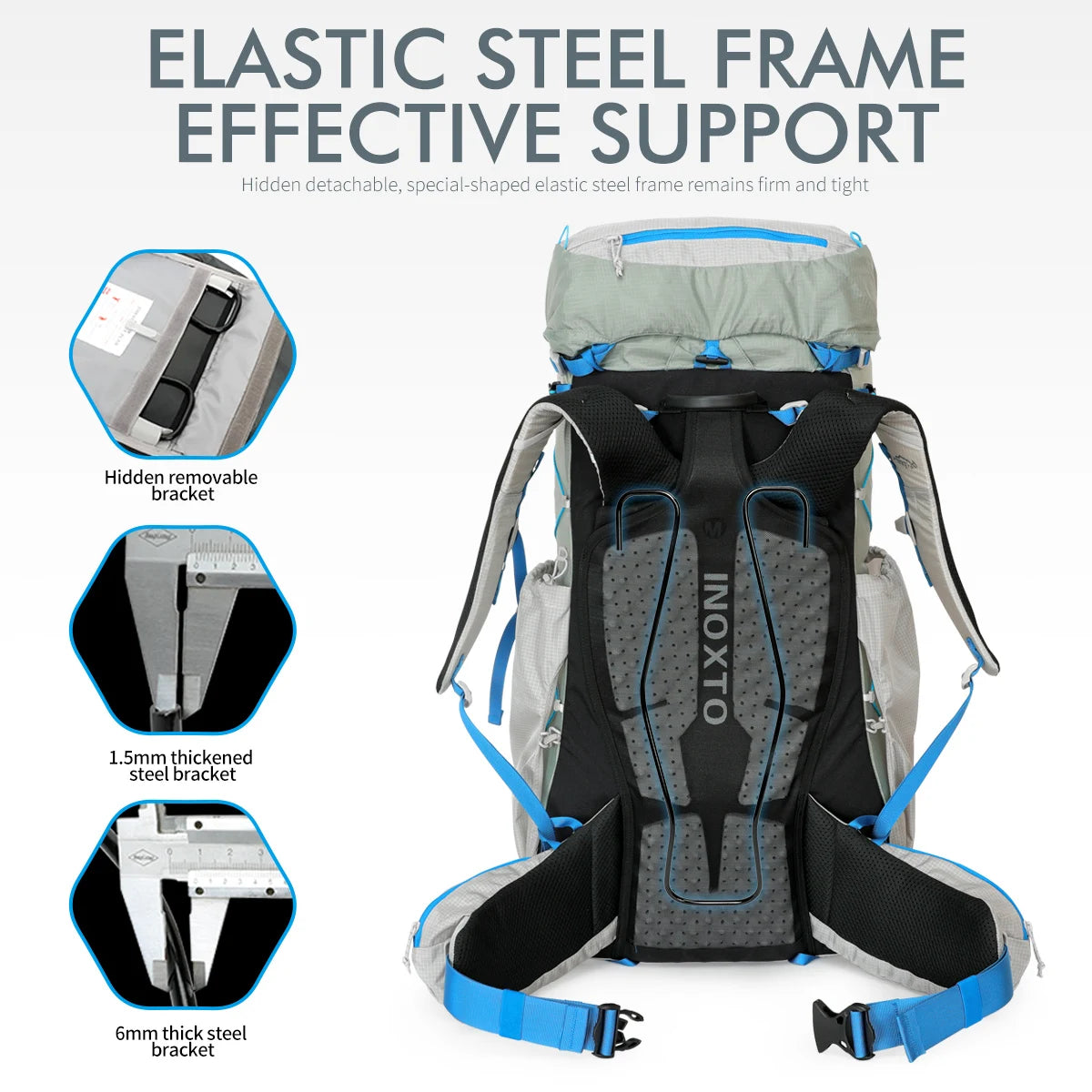 55L Internal Frame Waterproof Hiking Camping Backpack with Rain Cover, Large Lightweight Travel Daypack Rucksack for Climbing