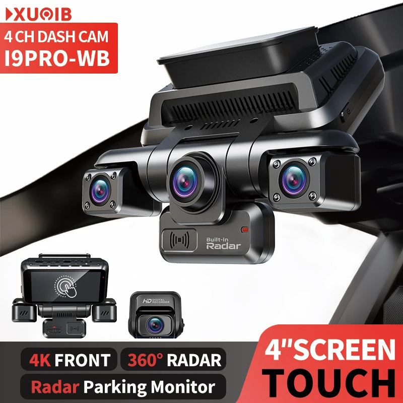XUOIB 4CH GPS Dash Cam I9pro-wb Front 4K/2K+3*1080P for Car 360 DVR Camera 24H Parking Mode WiFi Video Recorder IR Night Vision
