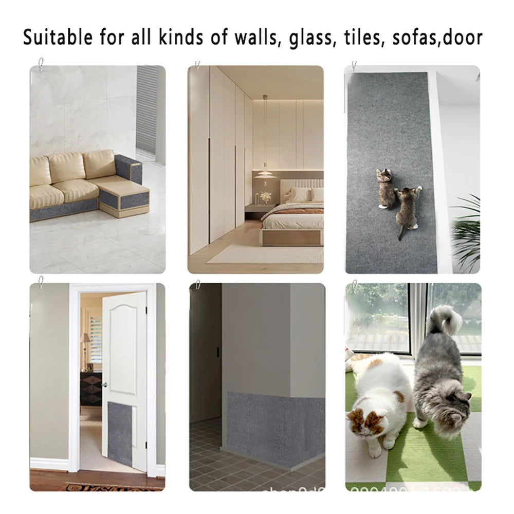Self-Adhesive Cat Scratching Mat Trimmable Cat Carpet Cat Scratching Carpet Corner Wall Cat DIY Scratch Sofa Furniture Protector