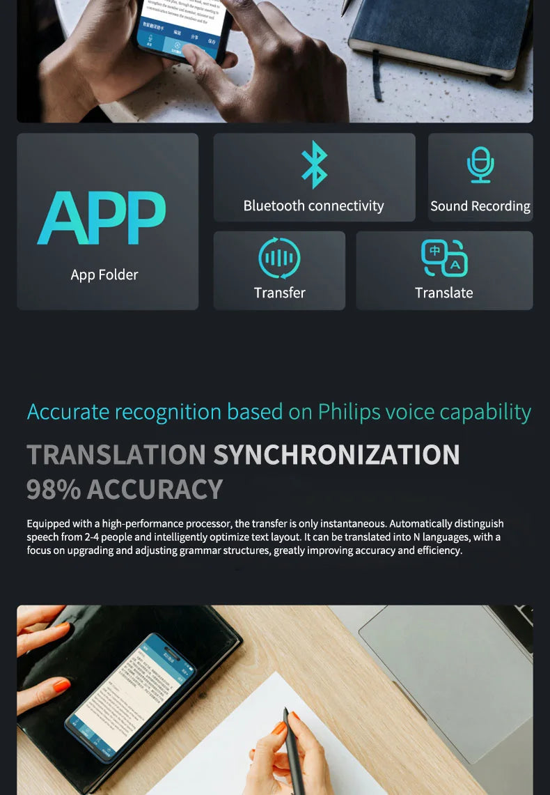 Philips 100% Original Digital Voice Recorder 16GB 64GB Smart Recording Pen Bluetooth VTR5910