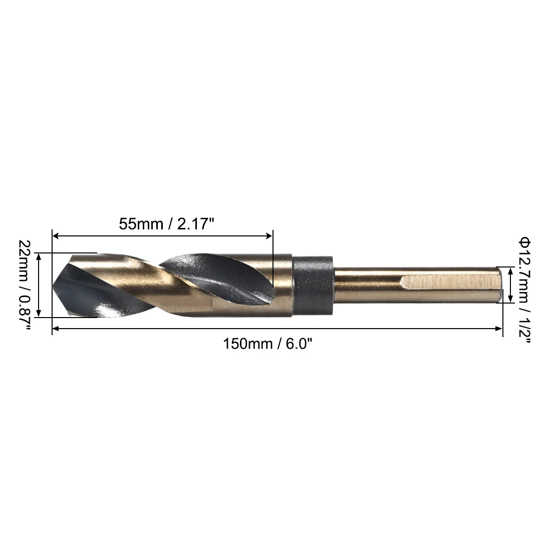 1pcs Twist Drill Bit 13/14/15/16/17/18/19/20/22/25mm 0.39-1/2Inch Shank Reduced Shank HSS Twist Drill Bits for Stainless Steel